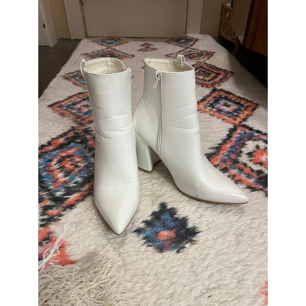 White Patent Leather Booties